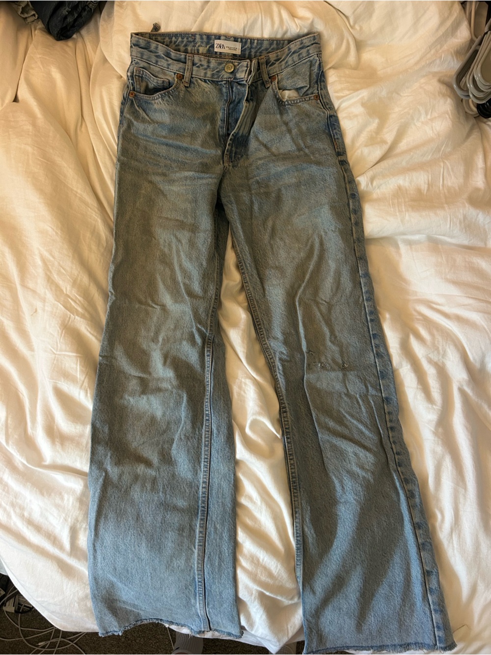 Zara Light Blue High-Rise Straight Jeans